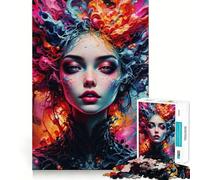 Woman in Colorful Splashes Jigsaw for Adults1000 Pieces Mind Boost Game Seamless Fit Precise Pieces Relaxing Indoor Group Activity (50x75cm)