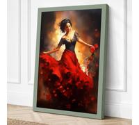 Woman in Flames Canvas Wall Art Print 36x24 Inch
