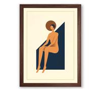 Woman in Geometry Art Deco Framed Wall Art Print A1 (84.1×59.4cm) Walnut, Wall Decor for Living Room, Bedroom, Office & Home, Ready to Hang, Art Gift