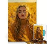 Woman in Golden Wheat Field 1000 Piece Puzzle For Adults Problem Solving Toy Professional Grade Cutting Relaxing Indoor Group Activity (38x26cm)