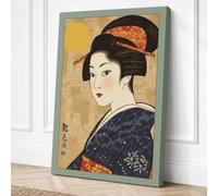Woman in Indigo Kimono Canvas Wall Art Print 30x20 Inch (76 x 51 cm)