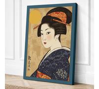 Woman in Indigo Kimono Canvas Wall Art Print 30x20 Inch (76 x 51 cm)