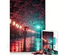 Woman in Kimono Under Cherry Blossoms Puzzles for Adults 1000 Pieces Mental Boost Play Neat Cut Perfect Alignment Bonding Activity for Loved Ones (38x52cm)