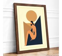 Woman in Profile Art Deco Framed Wall Art Print A2 (59.4×42cm) Walnut, Wall Decor for Living Room, Bedroom, Office & Home, Ready to Hang, Art Gift