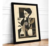 Woman in Profile Art Deco Framed Wall Art Print A3 (42×29.7cm) Black, Wall Decor for Living Room, Bedroom, Office & Home, Ready to Hang, Art Gift