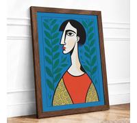 Woman in Profile Art Deco Framed Wall Art Print A4 (29.7×21cm) Walnut, Wall Decor for Living Room, Bedroom, Office & Home, Ready to Hang, Art Gift