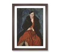 Woman In Red By Chaim Soutine Classic Painting Framed Print | A4 Walnut Framed Wall Art | Ready to Hang | Classic Historical Picture | Living Room Bedroom Lounge Office