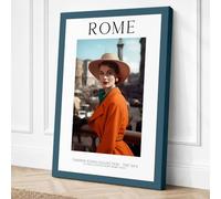 Woman in Rome Vintage Canvas Wall Art Print 36x24 Inch