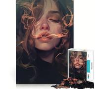 Woman in Smoke 1000 Piece Jigsaws for Adults Think Training Play Tight Lock No Loose Pieces Unique Gift for Stress Relief (38x26cm)