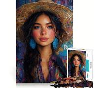 Woman in Straw Hat Jigsaw for Adults1000 Pieces Mind Boost Game Seamless Fit Precise Pieces Relaxing Indoor Group Activity (50x75cm)