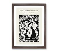 Woman In The Bathtub By Ernst Ludwig Kirchner Exhibition Museum Painting Framed Print | A2 Walnut Framed Wall Art | Ready to Hang | Modern Historical Picture | Living Room Bedroom Lounge Office