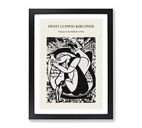 Woman In The Bathtub By Ernst Ludwig Kirchner Exhibition Museum Painting Framed Wall Art Print, Ready to Hang Picture for Living Room Bedroom Home Office Décor, Black A4 (34 x 25 cm)