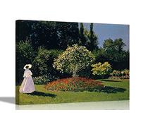 Woman in the Garden by Claude Monet Canvas Wall Art Prints Framed Poster Pictures Home Office Decor Artwork 76 x 50cm (30 x 20 inches)
