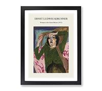 Woman In The Green Blouse By Ernst Ludwig Kirchner Exhibition Museum Painting Framed Print | A3 Black Framed Wall Art | Ready to Hang | Modern Historical Picture | Living Room Bedroom Lounge Office