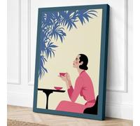 Woman in Thought Mid-Century Canvas Wall Art Print 18x12 Inch (46 x 30 cm)