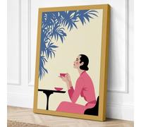 Woman in Thought Mid-Century Canvas Wall Art Print 30x20 Inch (76 x 51 cm)