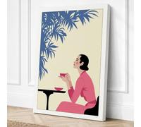Woman in Thought Mid-Century Canvas Wall Art Print 30x20 Inch (76 x 51 cm)
