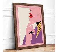 Woman in Thought Modern Framed Wall Art Print A1 (84.1×59.4cm) Walnut, Wall Decor for Living Room, Bedroom, Office & Home, Ready to Hang, Art Gift