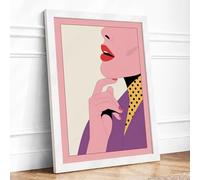 Woman in Thought Modern Framed Wall Art Print A2 (59.4×42cm) White, Wall Decor for Living Room, Bedroom, Office & Home, Ready to Hang, Art Gift