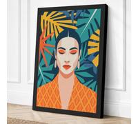 Woman in Tropical Foliage Canvas Wall Art Print 24x16 Inch (61 x 41 cm)