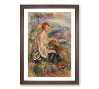 Woman in Tulle Blouse by Pierre-Auguste Renoir Framed Print | A2 Walnut Framed Wall Art | Ready to Hang | Modern Nature Picture | Living Room Bedroom Lounge Office