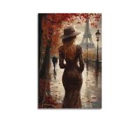 Woman in White Dress Paris Street Scene (3) Wall Decoration Posters Motivational Wall Posters Suitable for Office Gym Bedroom Decoration AestheticUnframe-style 20x30inch(50x75cm)