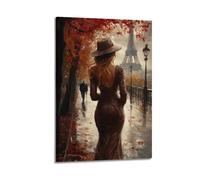 Woman in White Dress Paris Street Scene (3) Wall Decoration Posters Motivational Wall Posters Suitable for Office Gym Bedroom Decoration AestheticFrame-style 20x30inch(50x75cm)