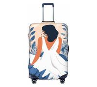 Woman in White Dress Sitting Elastic Travel Luggage Covers Dustproof Scratch-Resistant Suitcase Protector Fit 22-24 Inch