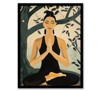 Woman in Yoga Pose Zen Meditation Painting Framed Art Print Artery8 Multi W12 inch x H16 inch