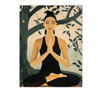 Woman in Yoga Pose Zen Meditation Painting Wall Art Print Artery8 Multi W24 inch x H32 inch