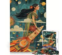 Woman Indian Riding Rocket Jigsaw Puzzle for Adults 1000 Pieces Thought Training Calm Recreation Uniform Cut Festive Present (38x26cm)