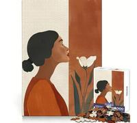 Woman Inhaling Flower Jigsaw Puzzles 1000 Pieces Think Training Quiet Recreation Defined Edges Heartfelt Gift (38x52cm)