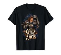 Woman Knight Removing Her Helmet Dragon Fantasy T-Shirt
