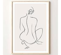 Woman Line Art Poster Minimalist Abstract Prints Black White and Beige Wall Art Women Silhouette Picture Body Outline Poster Print Female Artwork Painting for Bedroom Bathroom Decor 16x24inch No Frame