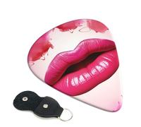 Woman Lips 6 Pack Guitar Picks With Holder, Personalized Guitar Plectrums Non-Slip Portable Ukulele Bass Picks 0.46mm For Acoustic Guitar Lovers Gifts