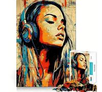 Woman Listening to Music Jigsaw for Adults 1000 Pieces Think Skill Game High Precision Die Cut Entertaining Challenge for Spare Time (50x75cm)
