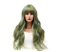 Woman long hair wig green big wave curly hair natural simulation light summer