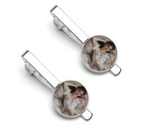 Woman Lying on The Sofa Men's Tie Clips Necktie Bar Pinch Clip Set of 2 Formal Business Wedding Accessories