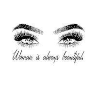 Woman Make Up Wall Sticker Eye Eyelashes Wall Decal Lashes Extensions Beauty Shop Decor Eyebrows Brows Mural Beauty-S-42x77cm