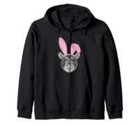 Woman Man Funny Easter Vintage Rat Bunny Design Ears Zip Hoodie