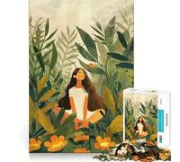 Woman Meditating in A Lush Garden Jigsaws 1000 Pieces for Adults Memory Boost Game Professional Grade Cutting Heartwarming Gathering Activity (50x75cm)