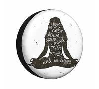 Woman Meditation Silhouette Spare Tire Cover Girl Sitting in Lotus Pose Relax Happy Weatherproof Universal Wheel Protectors Camper Tire Covers for Trailer Rv Travel(17 inch)