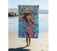 Woman Microfibre Beach Towel 200x90cm 1 Pack, Large Beach Towels for Adults Landscape Pattern with Waterproof Storage Bag Quick Dry Sand Free Lightweigh for Travel Pool Holiday Camping Yoga Gym 0Y6-J1