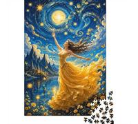 Woman Moon Flower Jigsaw Puzzle, 1000 Pcs Indoor Adult Game | 38x26cm Cardboard, Brain Workout, Tight Puzzle Fit, Art Admirers, Stress Reduction