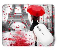 Woman Mouse Mat, Small Mouse Pad Red Umbrella Waterproof Gaming Mousepad, Mini Desk Mat 25 x 21 cm with Anti-Slip Base, Stitched Edges Mousepad, Keyboard, Mousemats Desk, Gifts for Women p1j-186