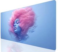 Woman Mouse Pad 600 x 400 mm Large Desk Mat Blue Mousepad Gaming With Waterproof Surface Non-Slip Rubber Base, Extended Mouse Mat With Stitched Edge, Gaming Mousepad for Office Accessories a-5213