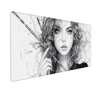 Woman Mouse Pad Large 1200x600x3 mm, Black And White Gaming Mouse Pad Waterproof Desk Mat with 3MM Stitched Edges, Non-Slip Rubber Base Mousepad Computer Accessories for Gaming, Office -lsy2603S4
