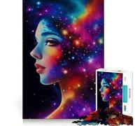 Woman Nebula Face 1000 Jigsaw Puzzle Cognitive Fun Play Clean Cut Sturdy Components Quiet Time Mind Exercise at Home (50x75cm)