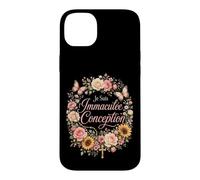 Woman of Faith Je Suis l'Immaculee Conception Floral Rosary Case for iPhone 14 Plus