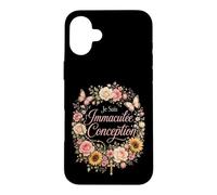 Woman of Faith Je Suis l'Immaculee Conception Floral Rosary Case for iPhone 16 Plus